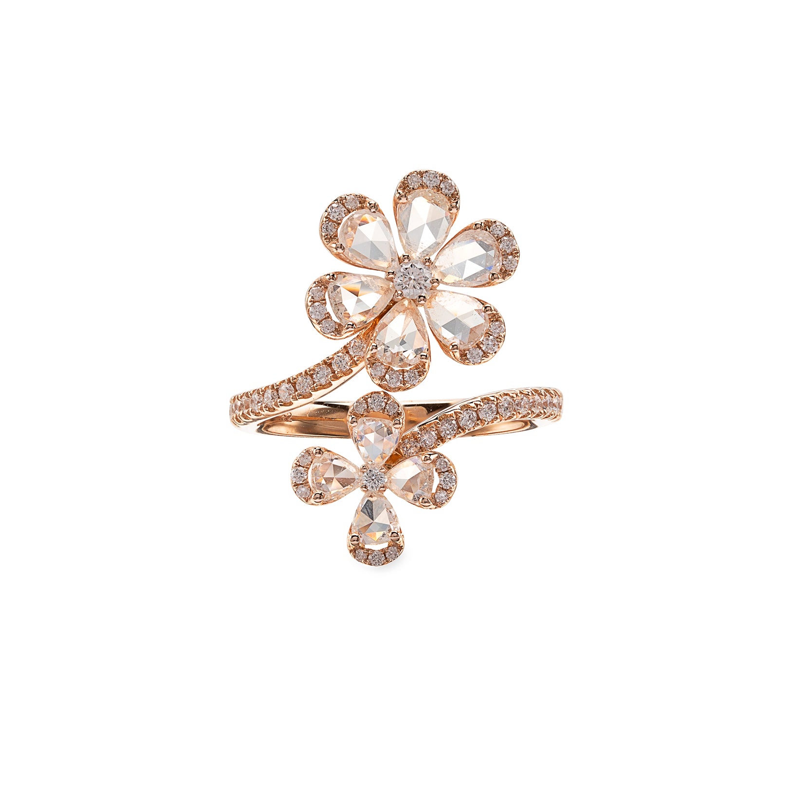 Diamond and Rose Gold Floral Ring
