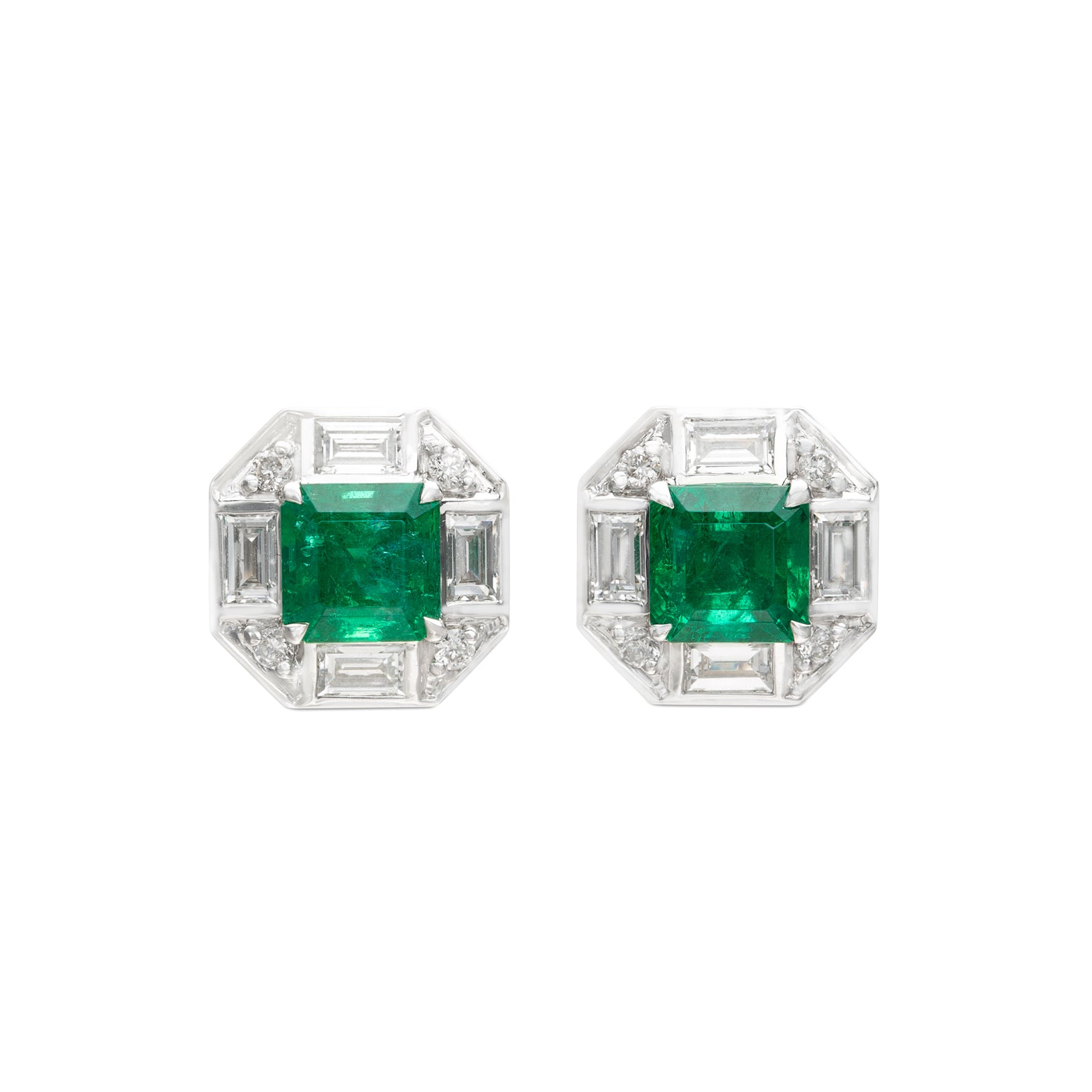 Emerald and Diamond Earrings by Salavetti