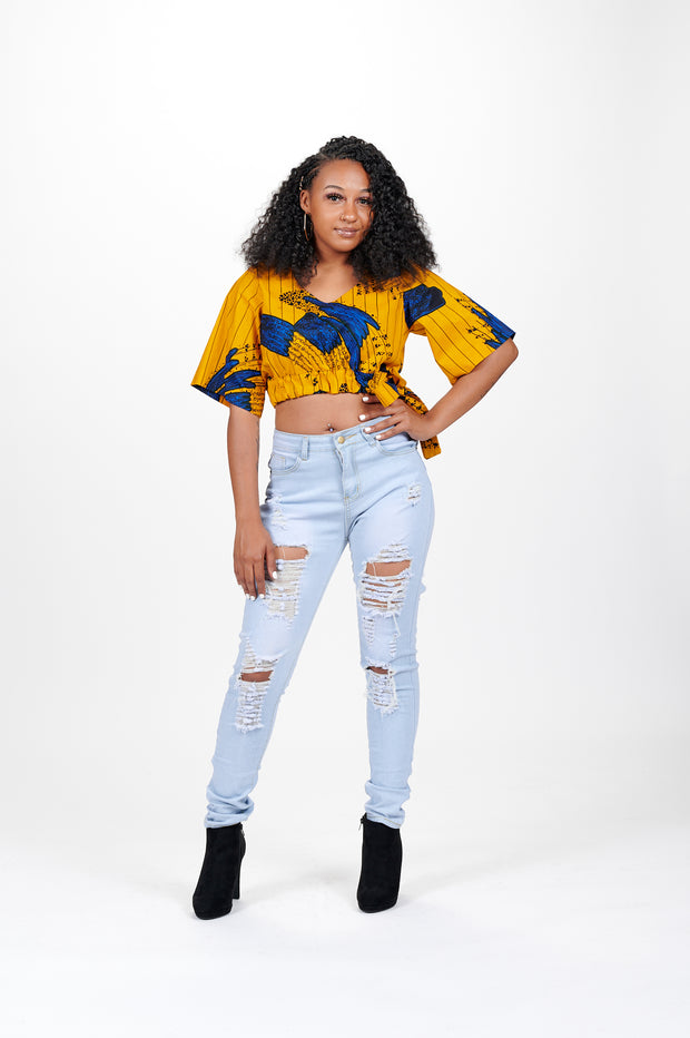 Adunni African print Off Shoulder Cropped Top – Ray Darten