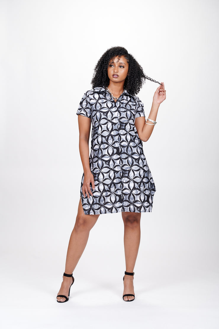 african print shirt dress