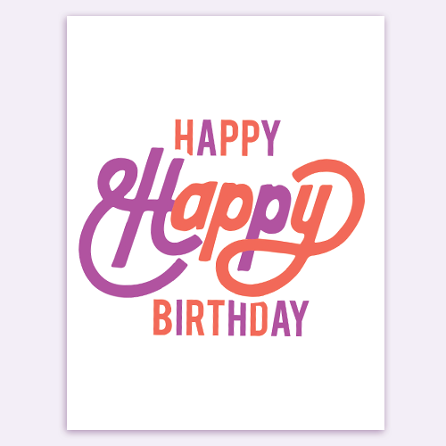 Happy Happy Birthday Card (Purple)