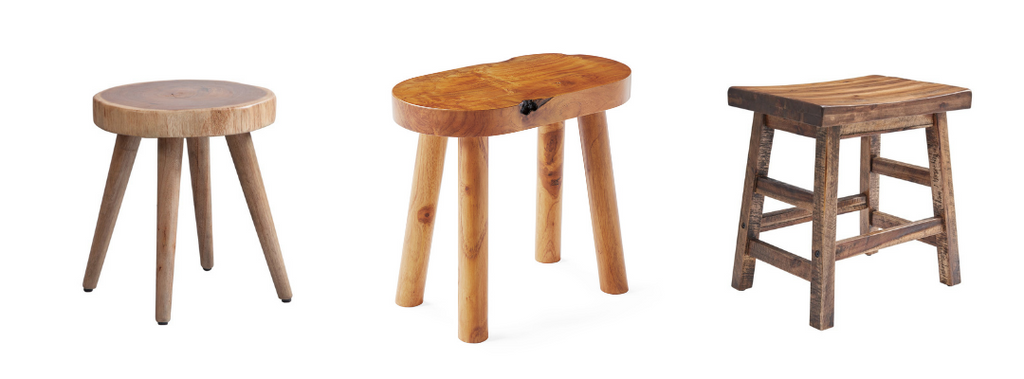 Short wooden stools
