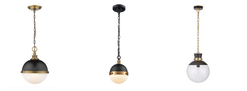 Hanging Globe Brass and black Pendant Lights