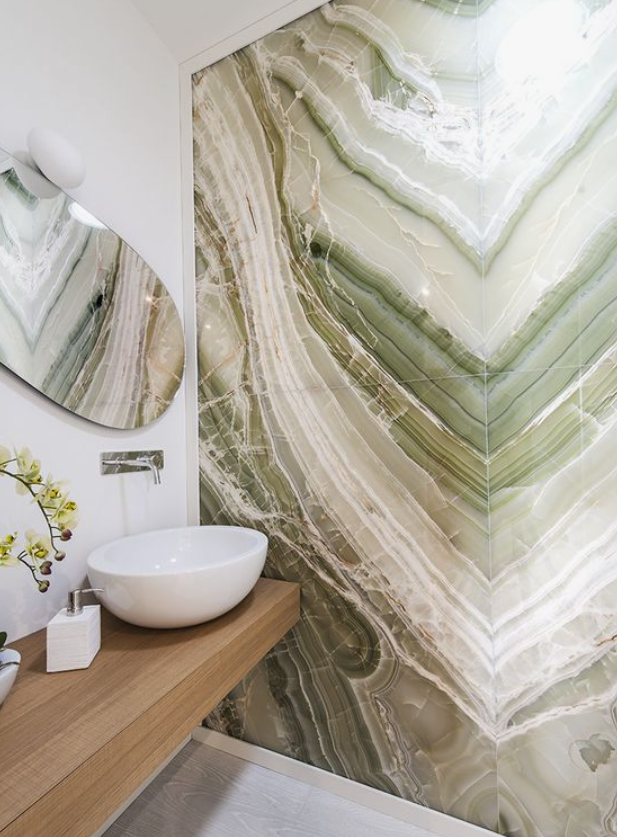 Green Marble Wall Bathroom