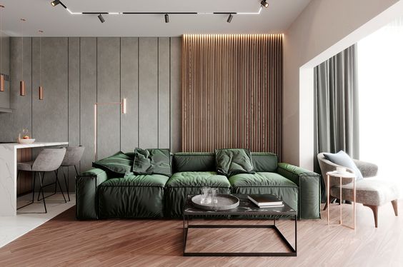 Wood Slat Wall Living Room Couch