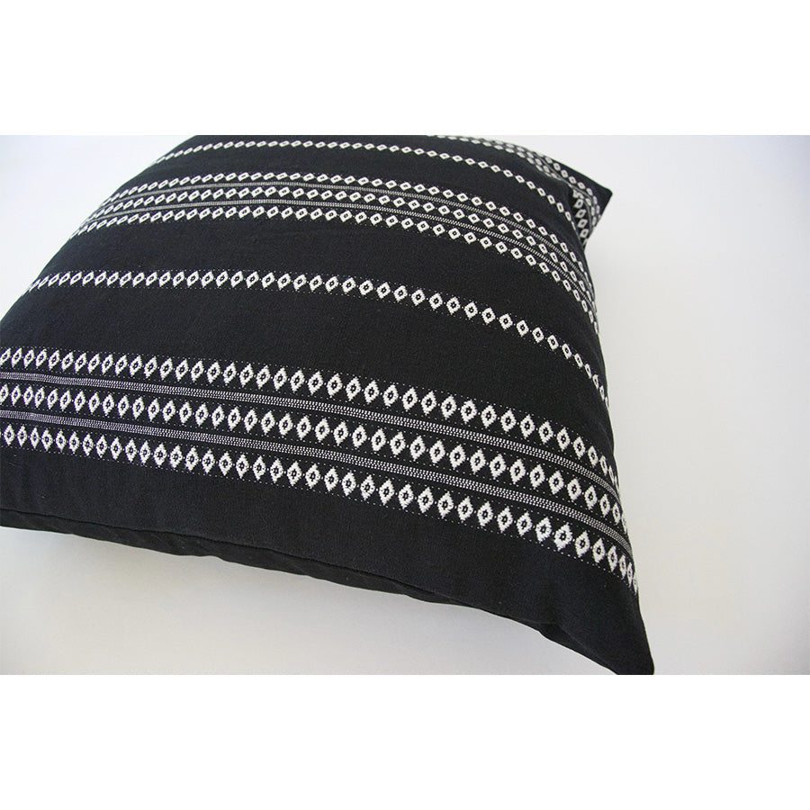 Long Lumbar Throw Pillow- Black Linen and Faux Leather – Coterie, Brooklyn