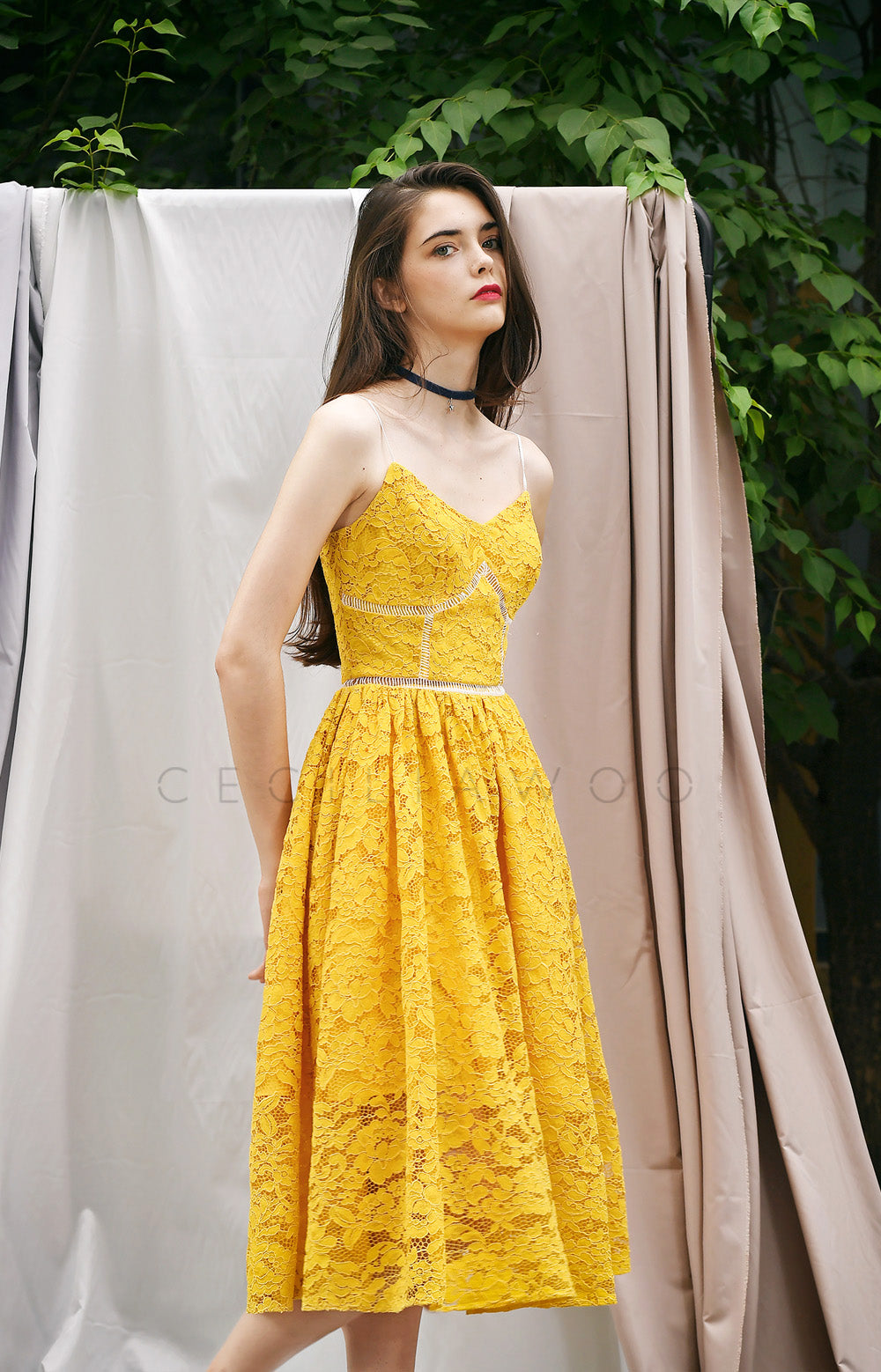 knee length yellow dress