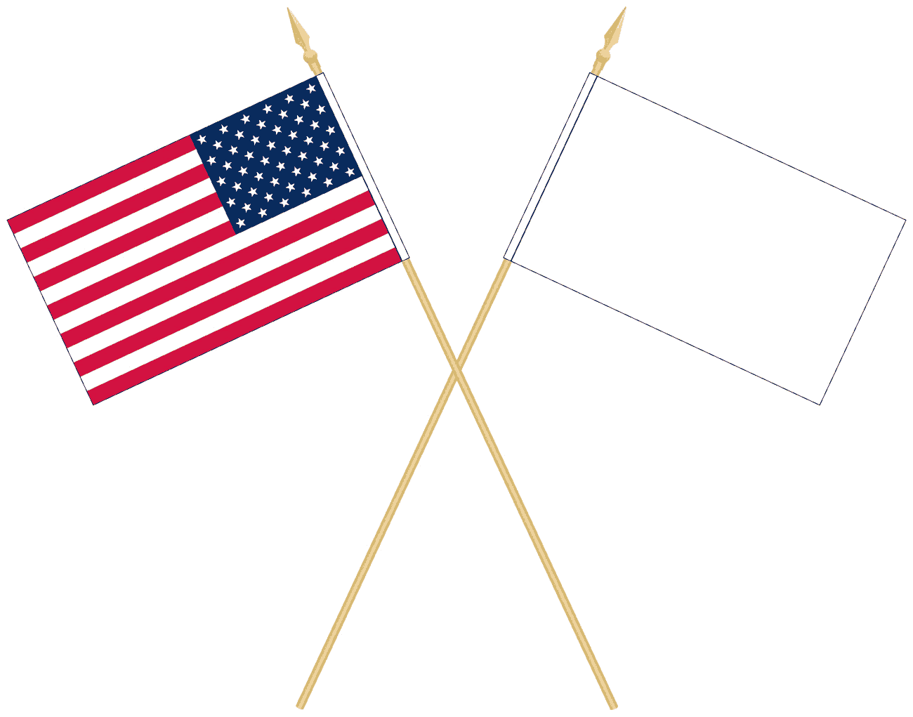 Displaying American Flag with Crossed Staffs