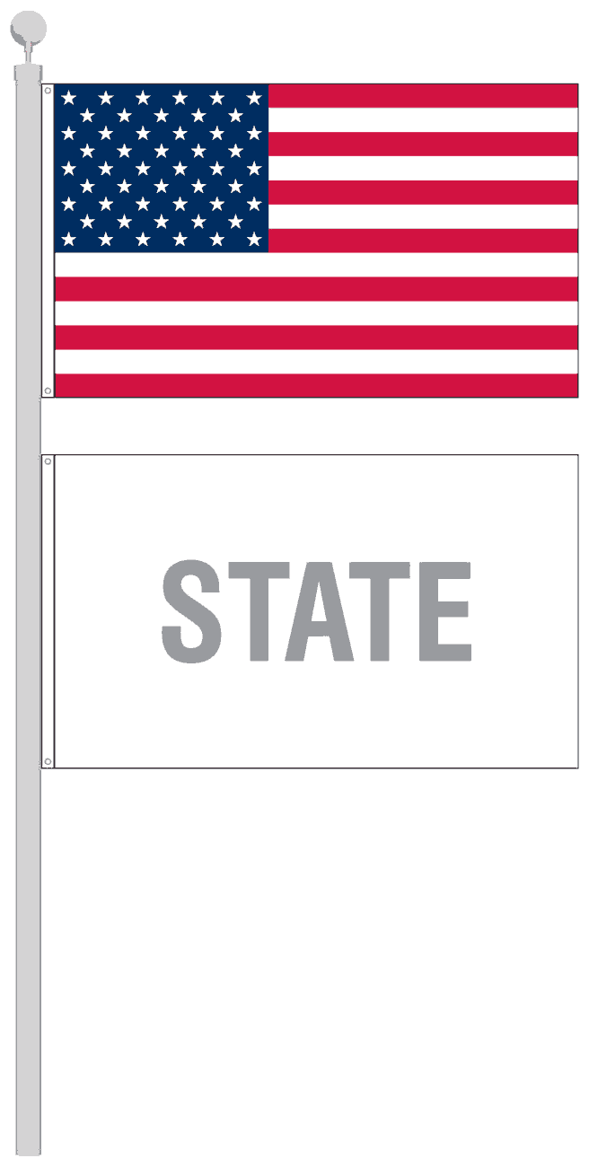 Displaying American Flag with State, City or Society Flags