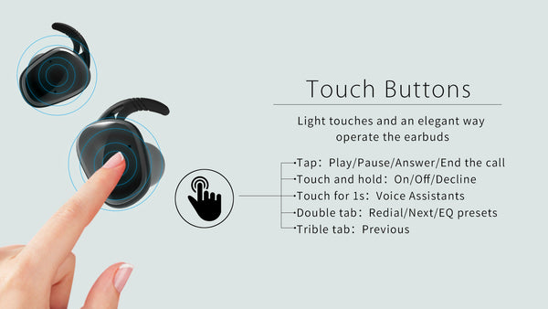 Lexuma XBud2 True Wireless Bluetooth 5.0 Earbuds having the touch buttons to operate the earpods