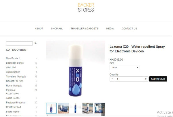 Lexuma X2O waterproof spray at backer stores