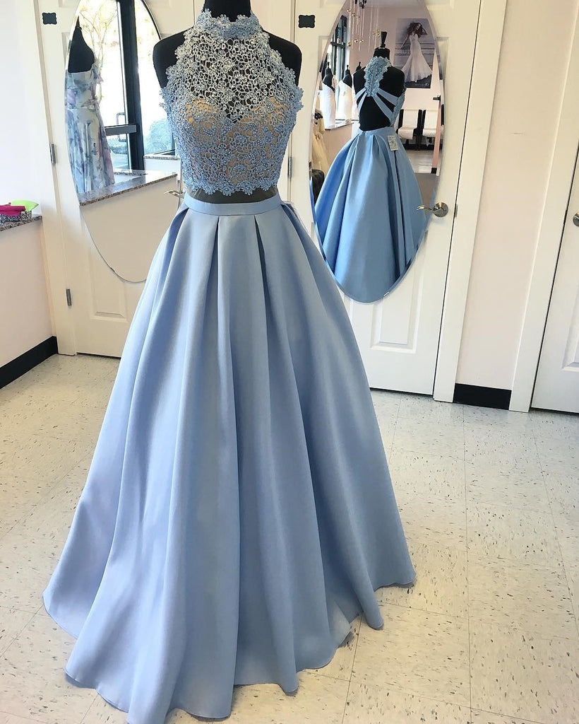 light blue lace gown