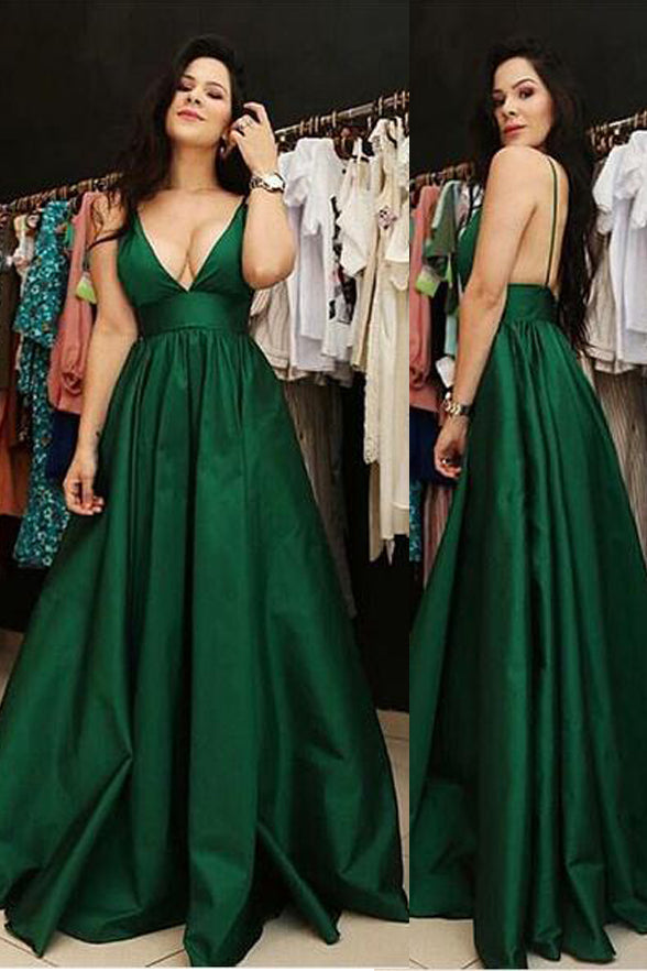 V Neck Emerald Green Elegant Fancy Prom Dresses Formal Evening Dress ...