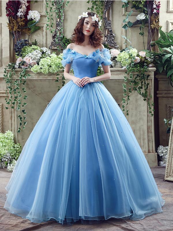 princess blue prom dresses ball gown