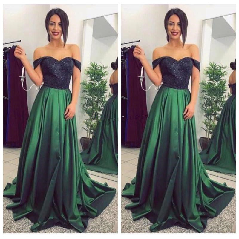 A Line Lace Dark Green Long Prom Dresses Formal Evening Dress LD1865 ...
