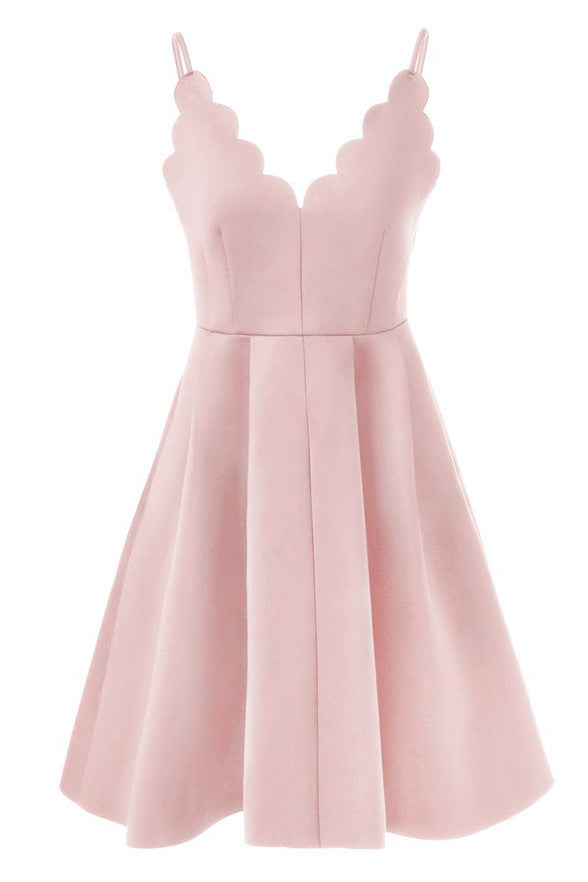 Spaghetti Straps Simple Pink Satin Short Homecoming Dresses Prom Dress –  Laurafashionshop