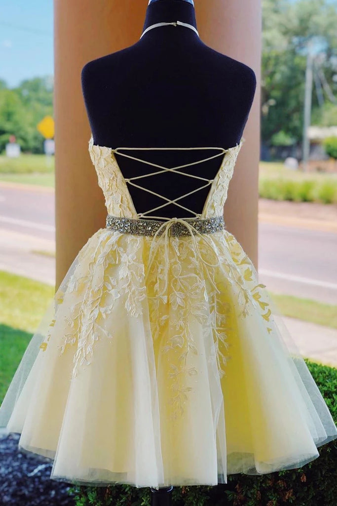 light yellow hoco dress