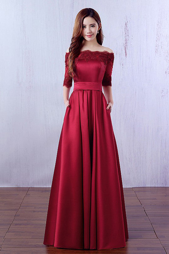 deep red long sleeve dress