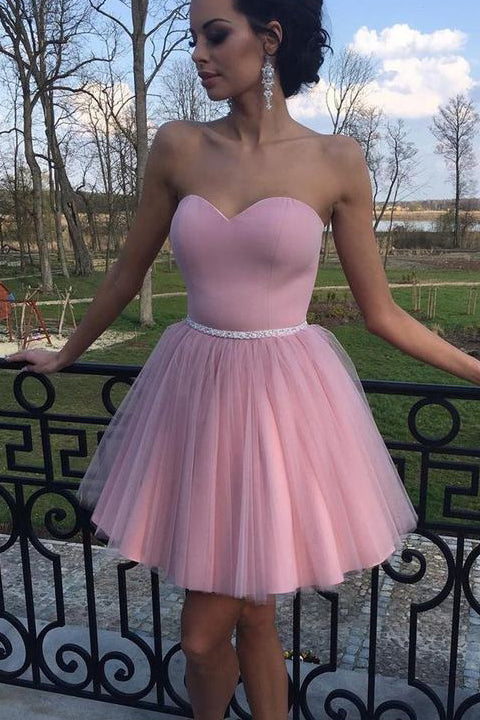 A Line Sweetheart Cute Dress Beads Short Prom Homecoming Dresses Party ...