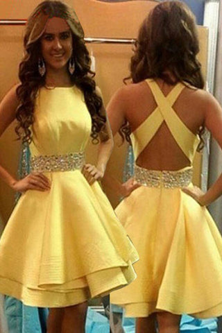 short yellow dress formal