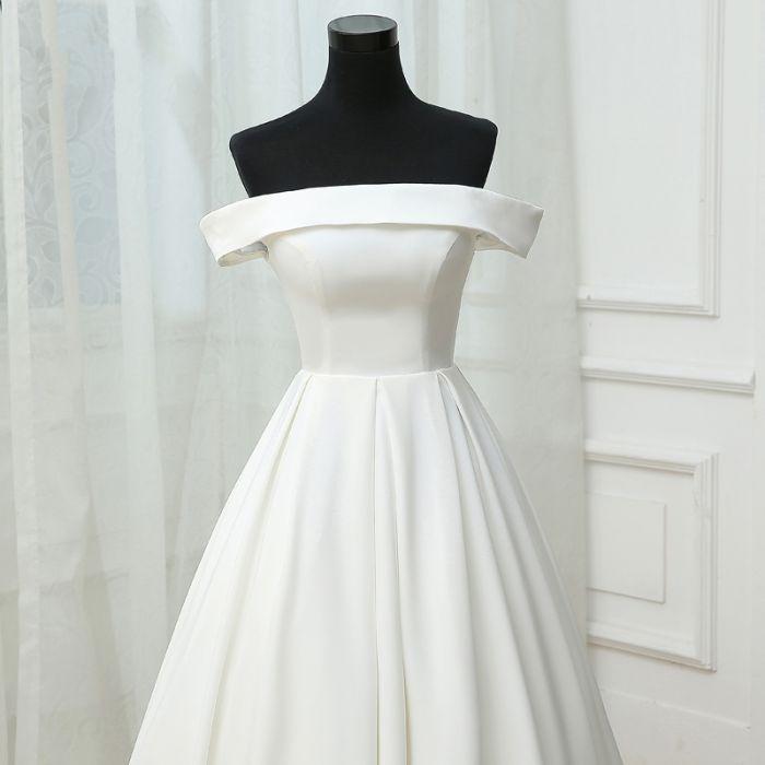 Ivory Off the Shoulder A Line Elegant Wedding Dress Bridal Dress Gowns ...