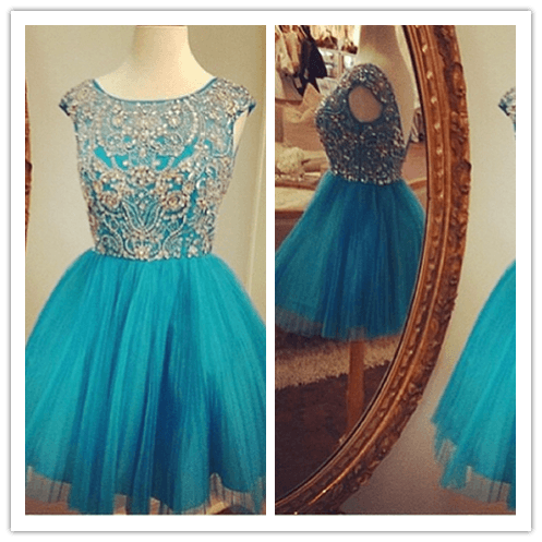 Blue Fitted Sparkly Cocktail Dress Party Dress Prom Dress ...
