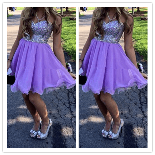 Beading A Line Homecoming Dress Short Prom Dresses – Laurafashionshop