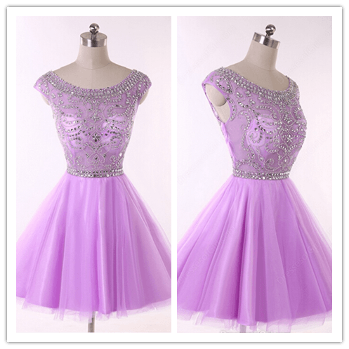 Lilac Tulle Short Prom Gown Lilac Cocktail Dress #H056 – Laurafashionshop