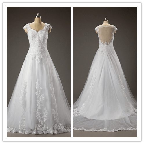 Elegant Off-shoulder Beading Sash Long Chiffon Wedding Dress #HS0089 ...