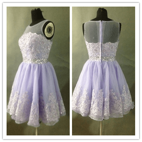 Lace Short Lavender Homecoming Dress Prom Dresses – Laurafashionshop