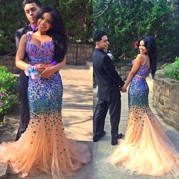Two Piece Fashion Sweetheart Sparkly Full Length Mermaid Dress #LF0104 ...