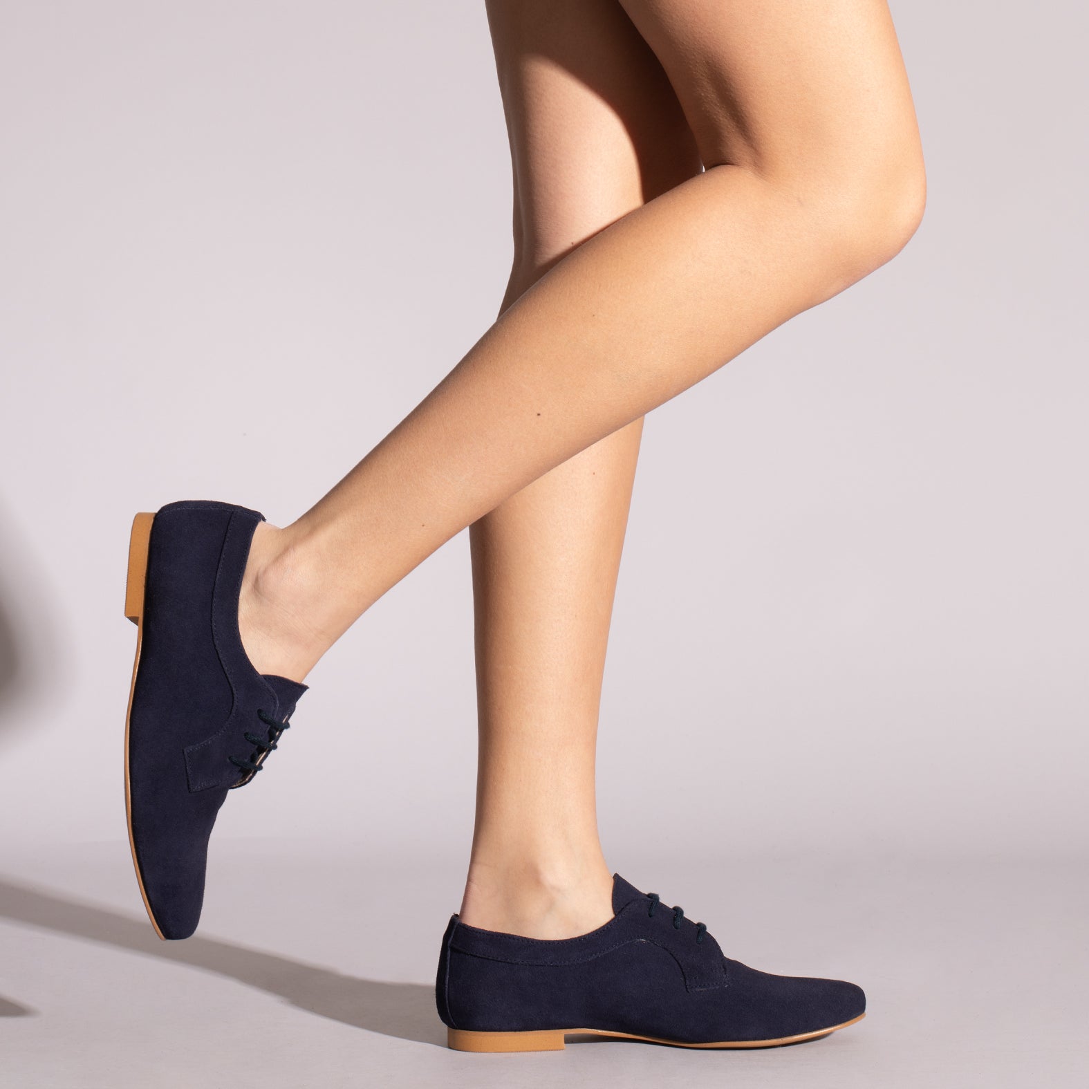 Zapatos Cordones Mujer Piel Azul Marino - PERA LIMONERA
