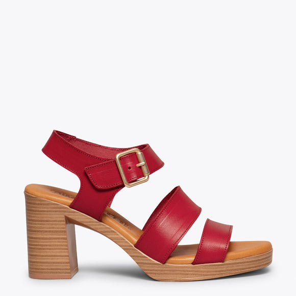 Sandalias Tacón y Plataforma | Rojas de tacón de Piel | miMaO ShopOnline