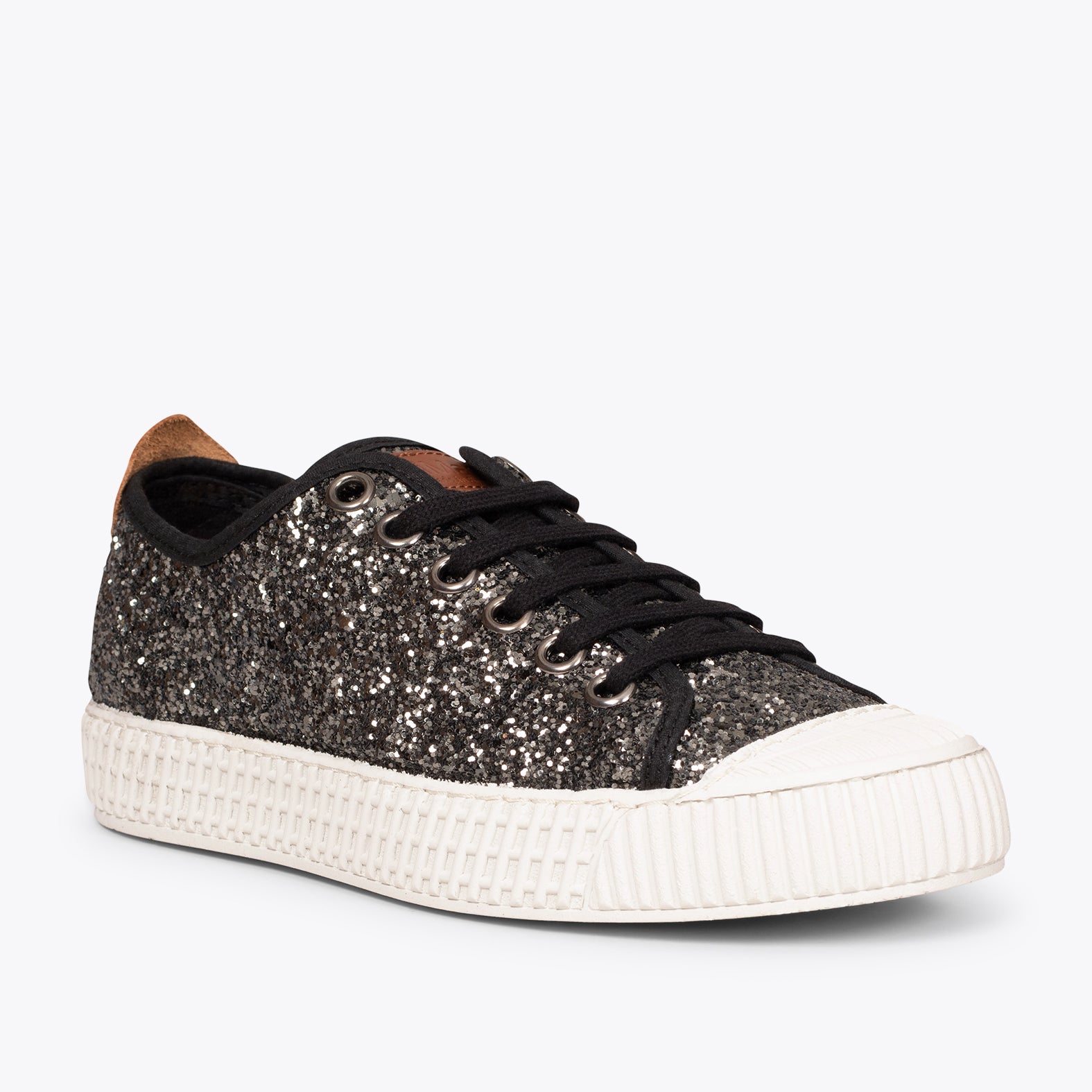 BAMBA Zapatillas PLATEADAS de lona con glitter mujer – ShopOnline