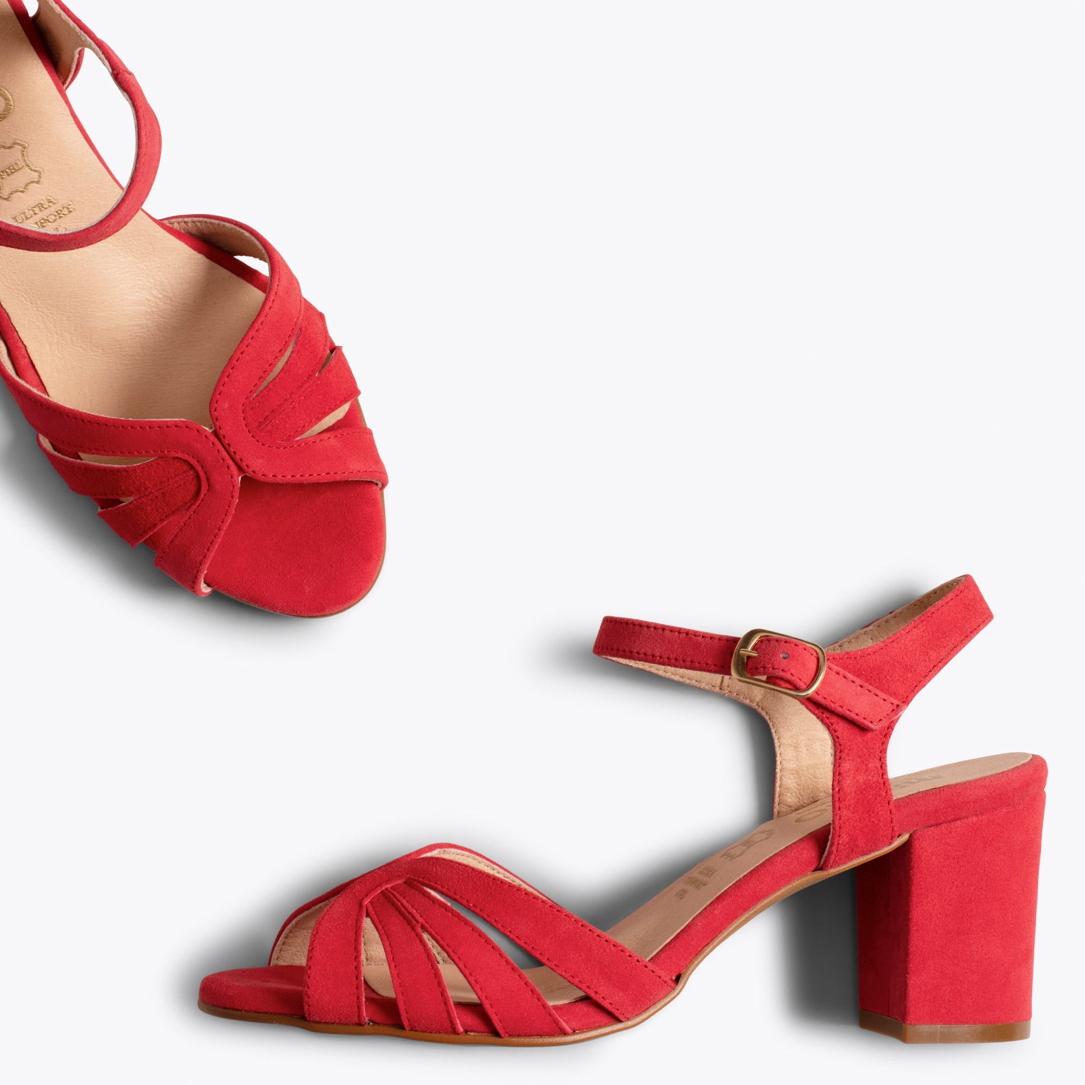 Mujer | Sandalias tacón ancho Rojas | Calzado Mujer miMaO ShopOnline