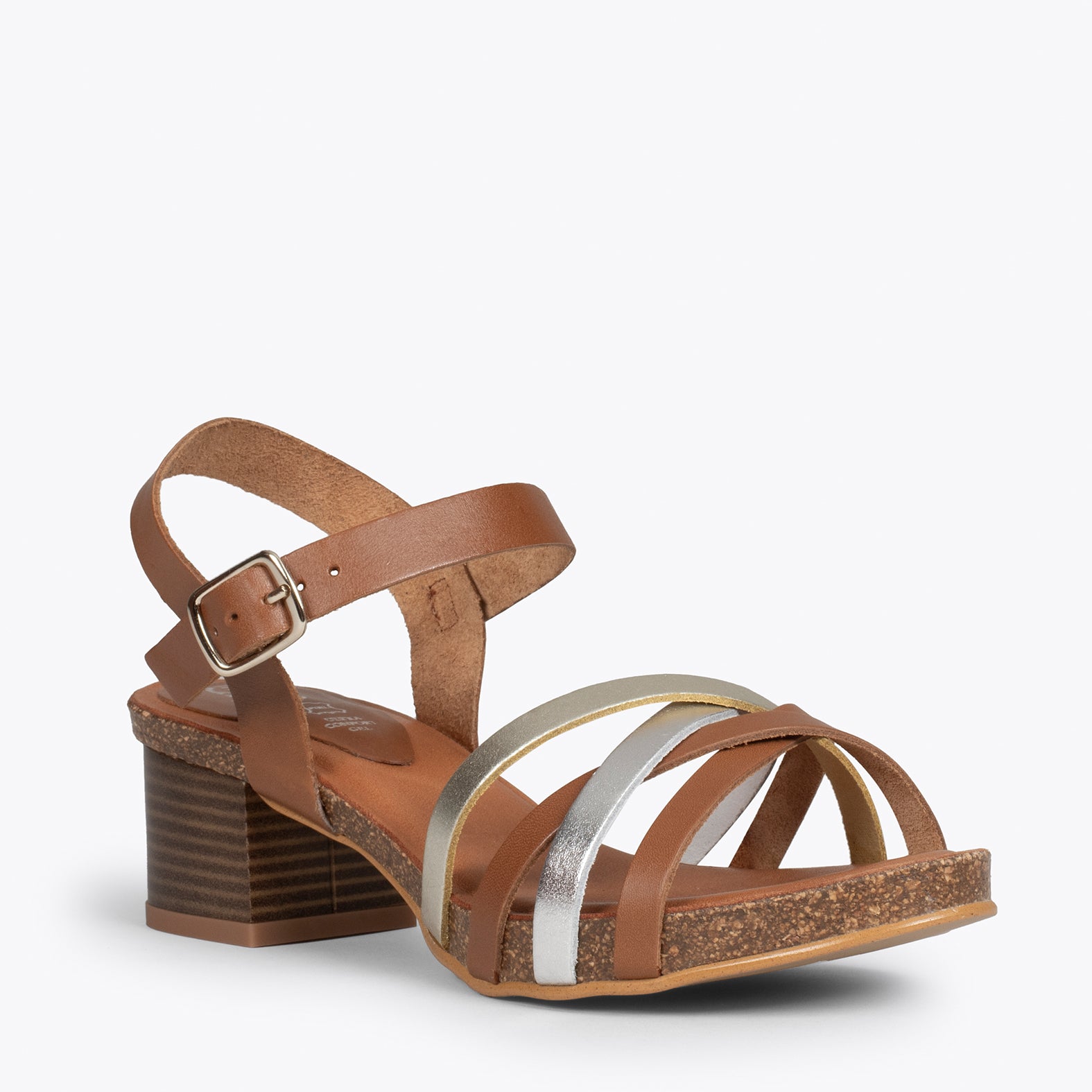 Sandalias cómodas con tacón BIO MARRÓN METALIZADO – miMaO ShopOnline