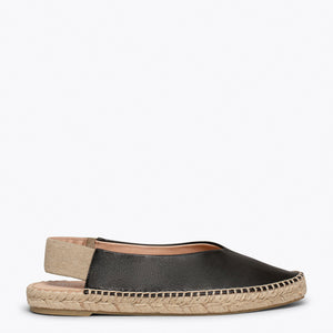 Alpargata destalonada Negra | Sandalias planas de Esparto | miMaO miMaO ShopOnline