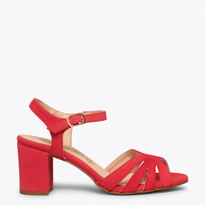 Mujer | Sandalias tacón ancho Rojas | Calzado Mujer miMaO ShopOnline