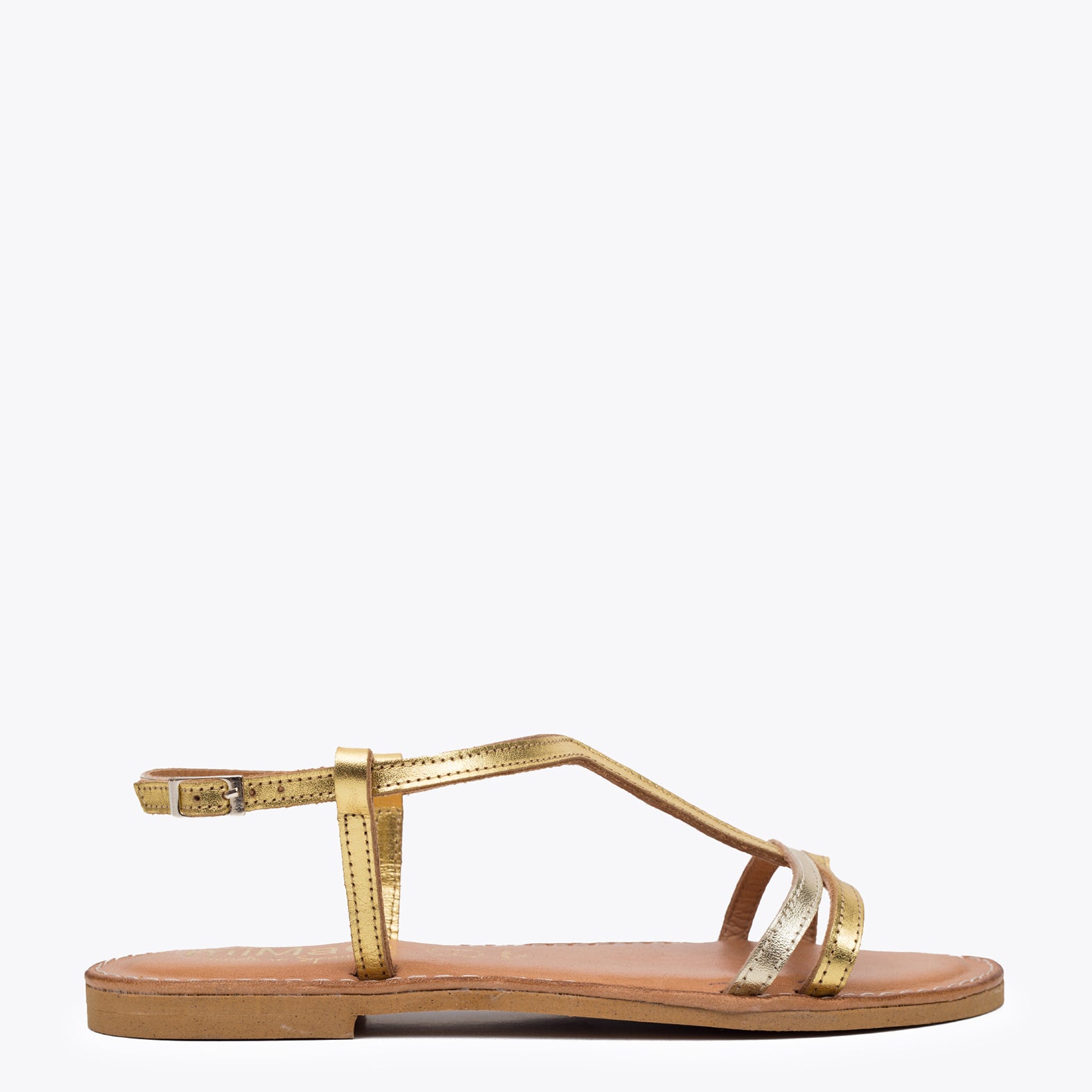 Sandalia plana metalizada DORADA |Comprar sandalias online – miMaO