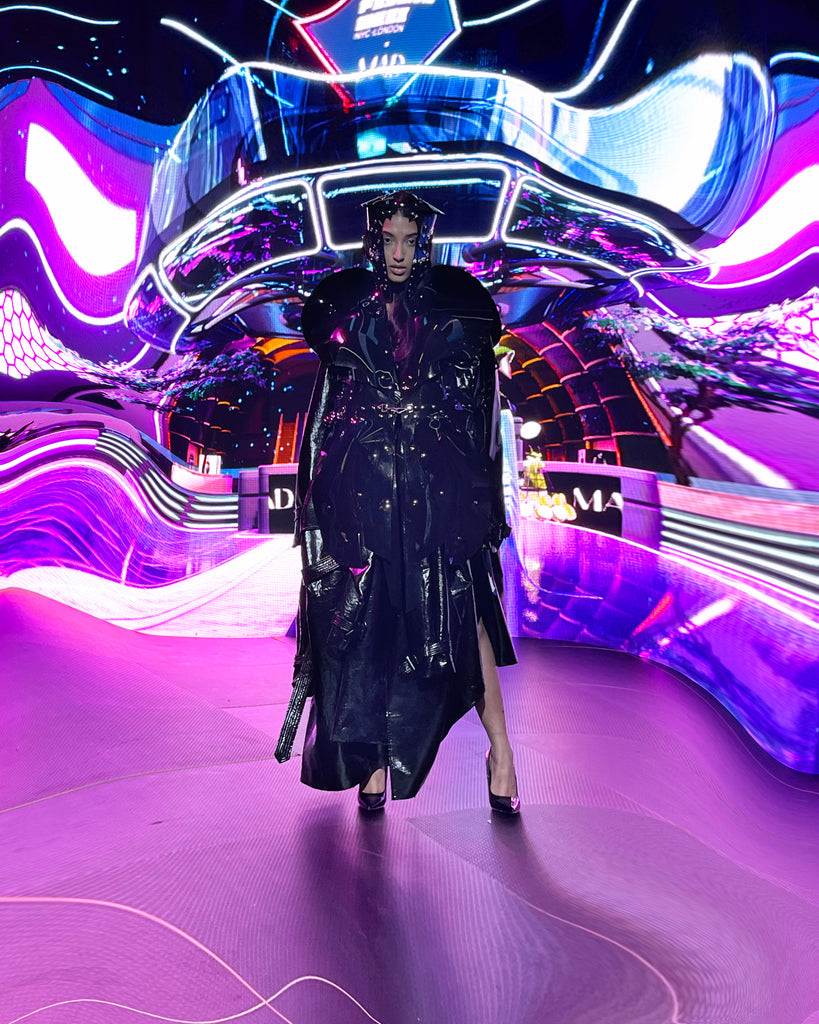 Jivomir Domoustchiev London Fashion Week vegan vinyl couture physical digital future sculpture