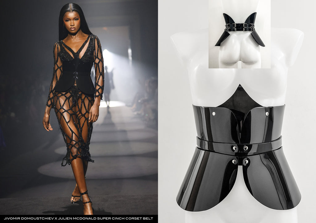 JIVOMIR DOMOUSTCHIEV X JULIEN MCDONALD LONDON FASHION WEEK ACCESSORIES COLLECTION VEGAN FUTURE BELT COLLAR 