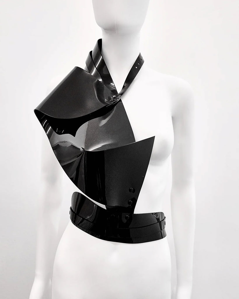 Jivomir Domoustchiev sculpture half harness vegan vinyl
