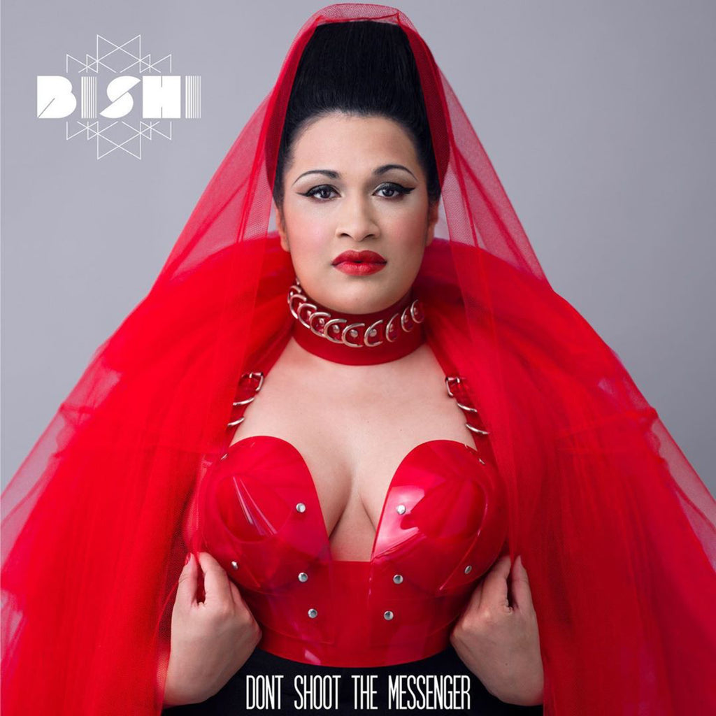 The gorgeous Bishi recording artist ❤️ wearing Jivomir Domoustchiev transparent red sculpture bustier in vegan vinyl and matching multi ring collar for her latest music artwork and video. Find out more about this incredible artist www.bishi.co.uk