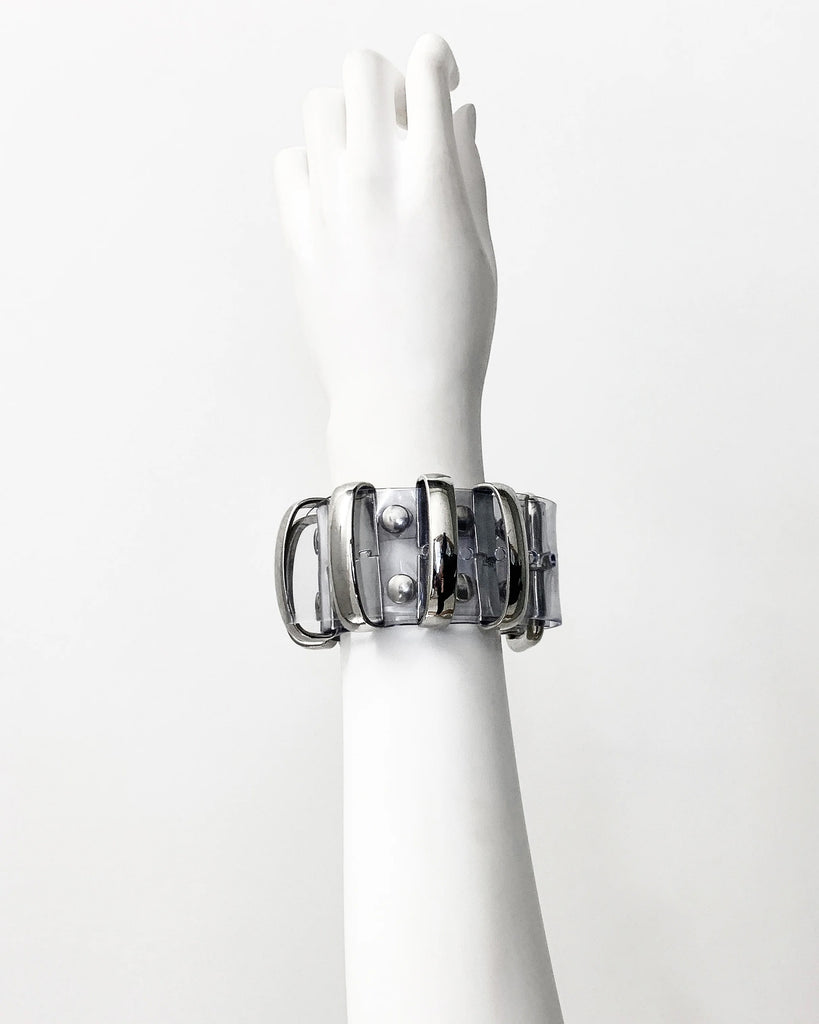 Jivomir Domoustchiev Multi Ring clear vinyl cuffs bracelets