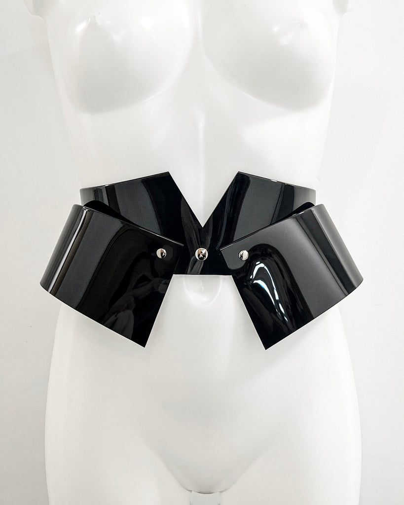 Jivomir Domoustchiev x Julien McDonald collaboration collection Vegan Vinyl  PVC Fashion Accessories Belt