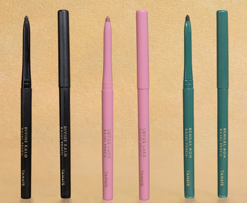 pink green black kajal eyeliner set