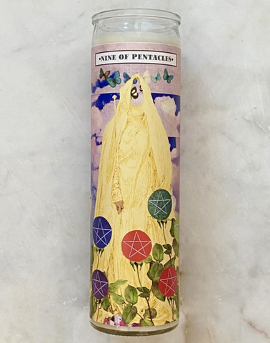 nine of pentacles tarot prayer candle