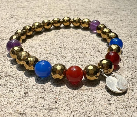 beaded precious stone bracelet positive energy