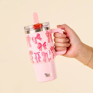 20 oz Lifestyle Flip Straw Tumbler-Blushing Bows - Copper Lane Gifts & Interiors