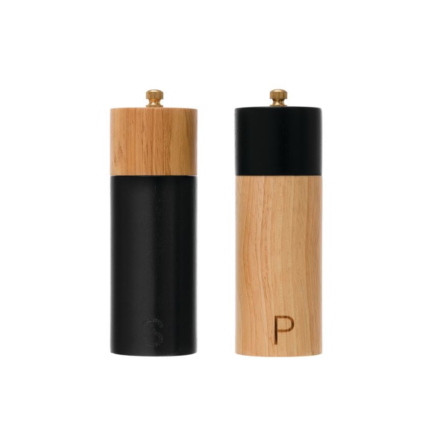 Mud Pie Wood Strap Salt & Pepper Grinder Set